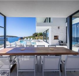 3 x 5 bedroom seafront villa with heated infinity pool near Rogoznica, sleeps 10